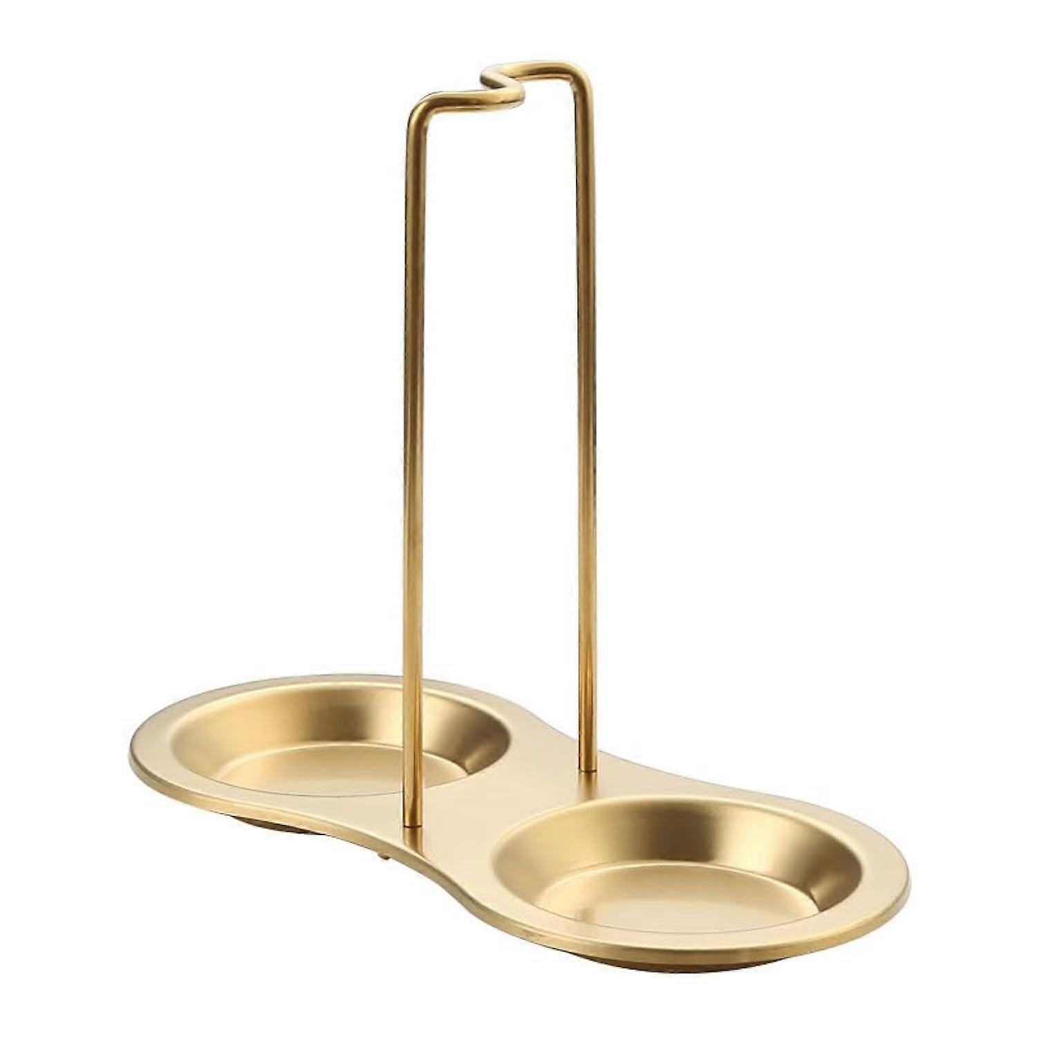 Stainless Steel Spoon Rest Holder for Utensils, Gold Brushed Finish, Dishwasher Safe, Spatula and Ladle Support 1PC