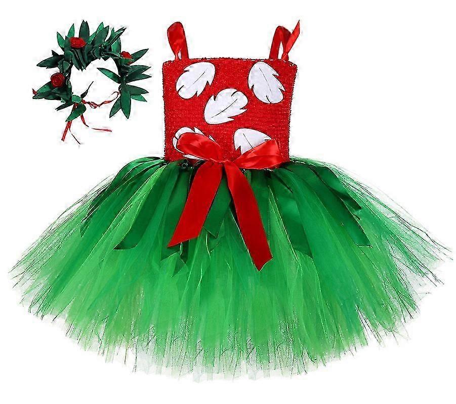 女の子のためのリロチュチュドレスパーティープリンセス衣装ガーランドベビーガールクリスマスハロウィーンコスチュームキッズハワイアンドレス