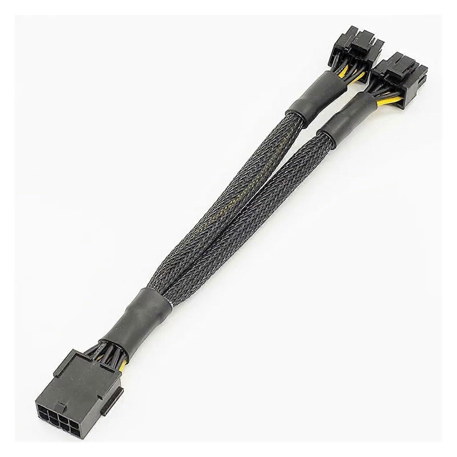 20cm PCIe 8 Pin Female to Dual 2X8 Pin (6+2) Male Braided Y-Splitter Power Adapter Extension Cable 30cm