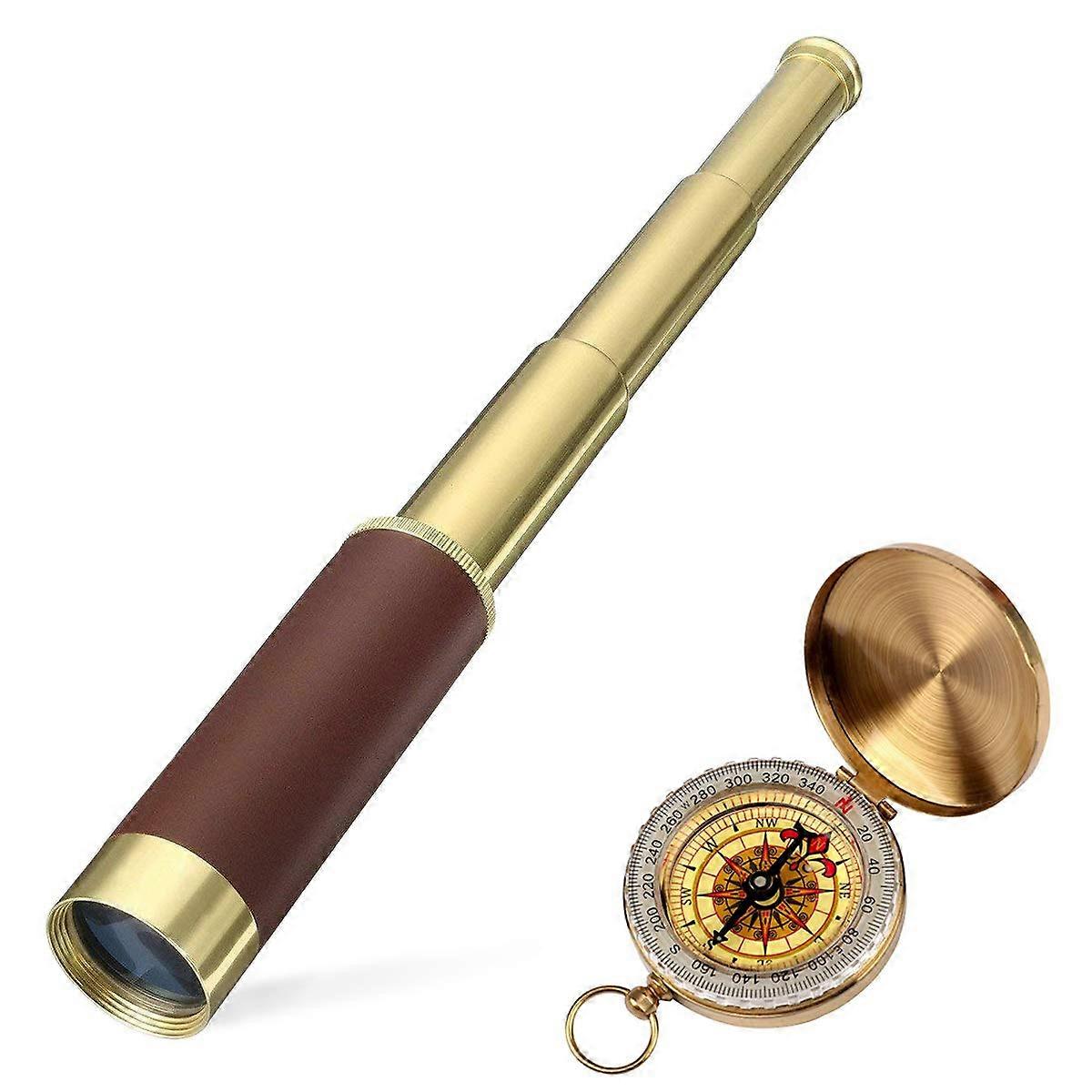 Retro Pirate Telescope Zoomable Spyglass 25x30 Handheld Vintage For