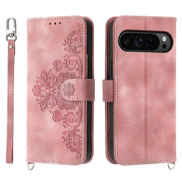 Compatible For Google Pixel 9 Pro XL Leather Case Flower Pattern Phone Protector with Multiple Card Slots