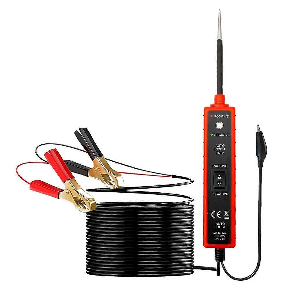 Automotive Power Circuit Tester 16Ft Test Lead 6-24V DC LED Light Electrical Voltage Tester