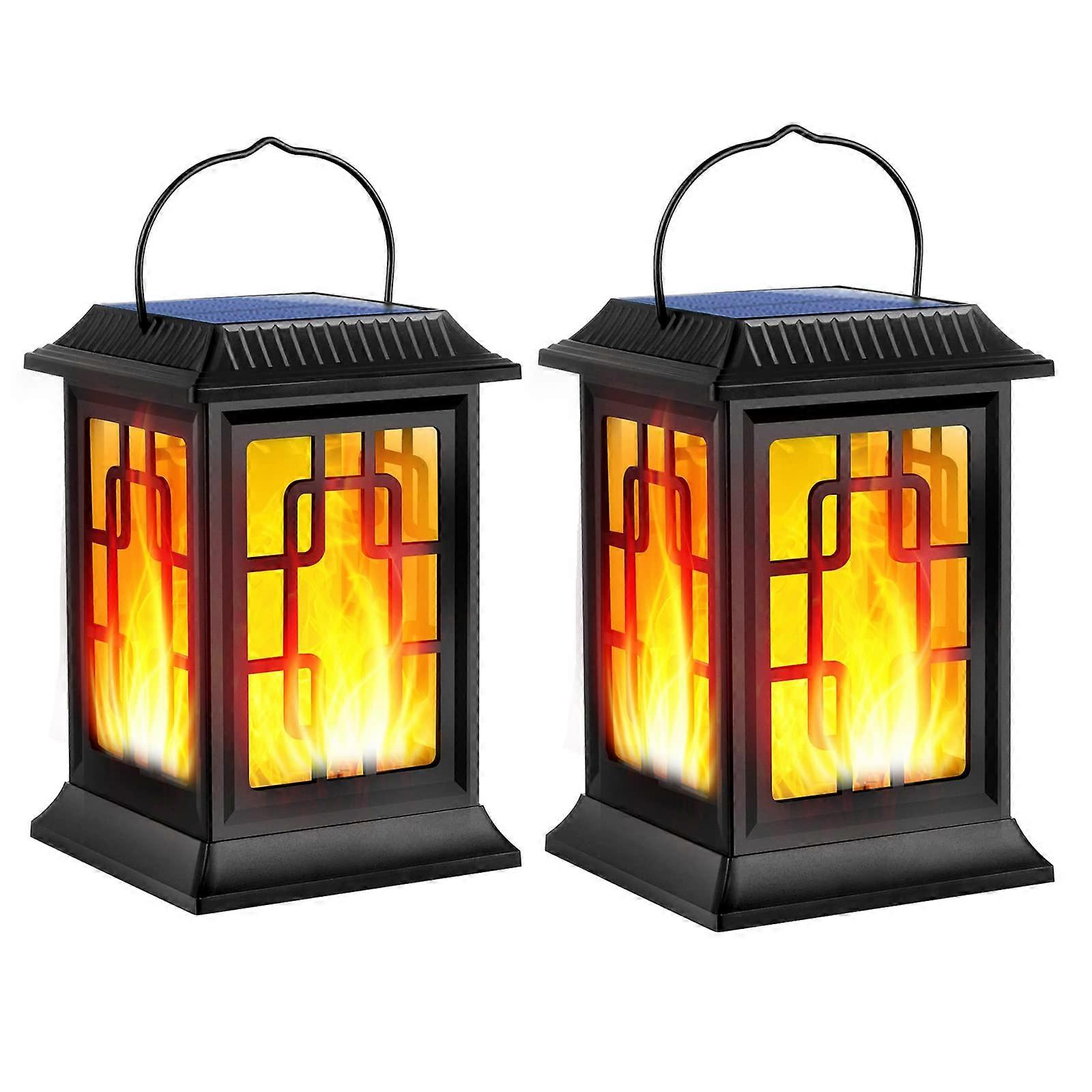 Sun Lights Outdoor Hanging Solar LED Lanterns For Pathway Deck And Yard Lighting 2-Pack