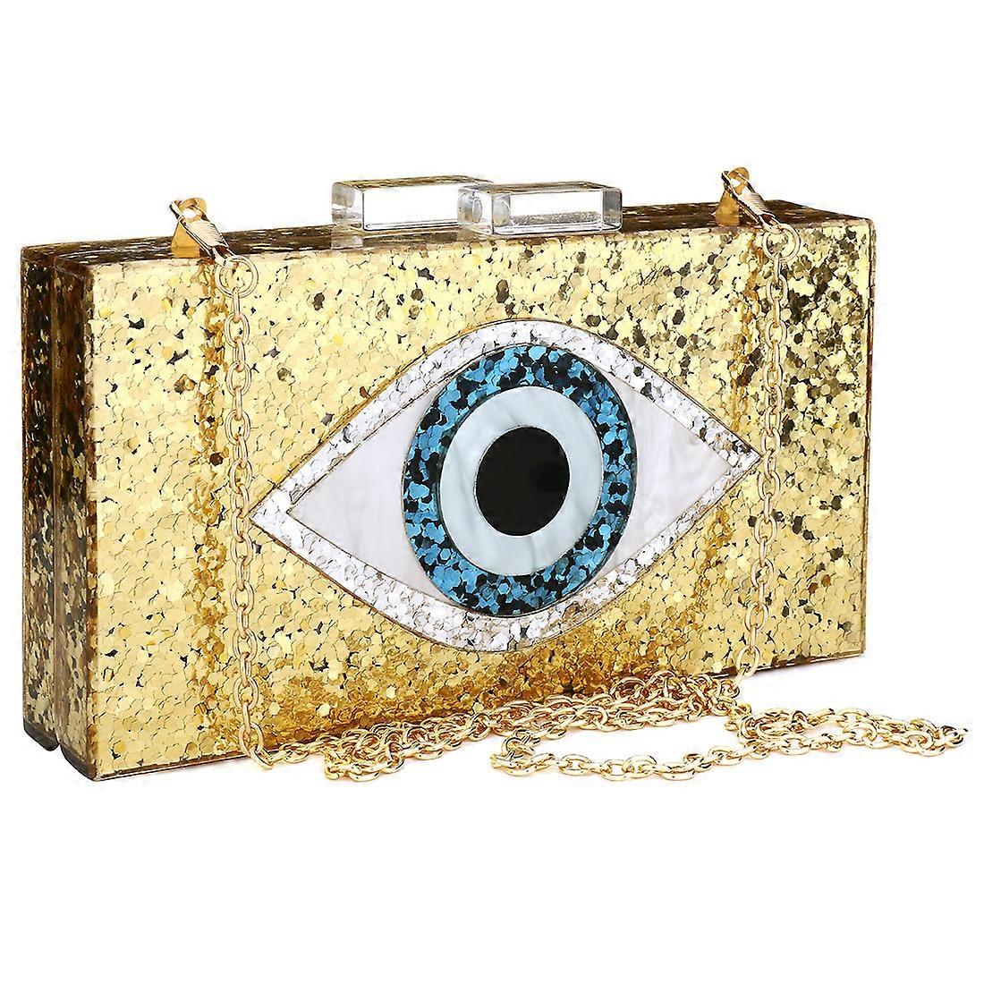 Acrylic Box Bag Clutch Bag attached with hanging strap Sequin eyes