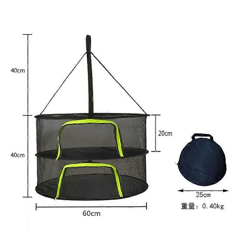 Herb Drying Rack, 2 Layers, Hanging Drying Net with Zipper, Foldable and Breathable for Hydroponic Flowers and Beans