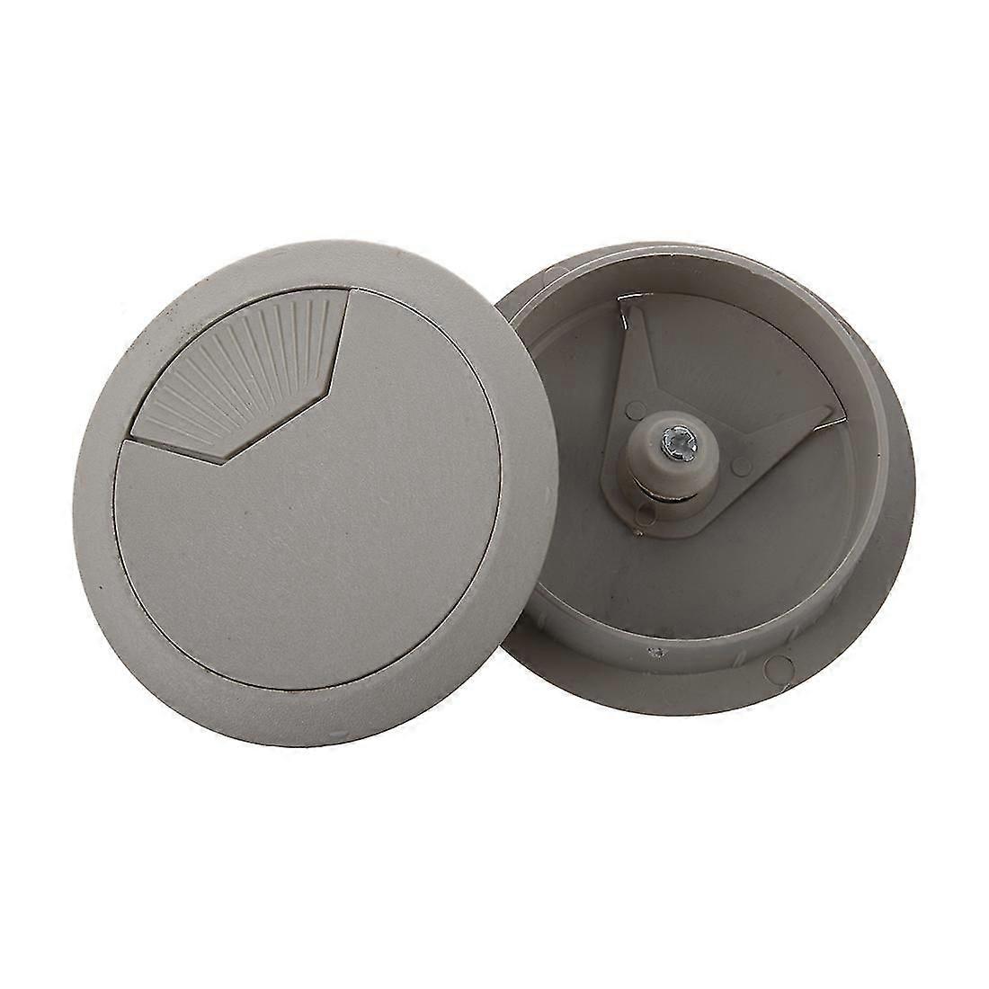 2 Pcs Light Gray Round Plastic Desk Grommets Wire Hole Cap Cover