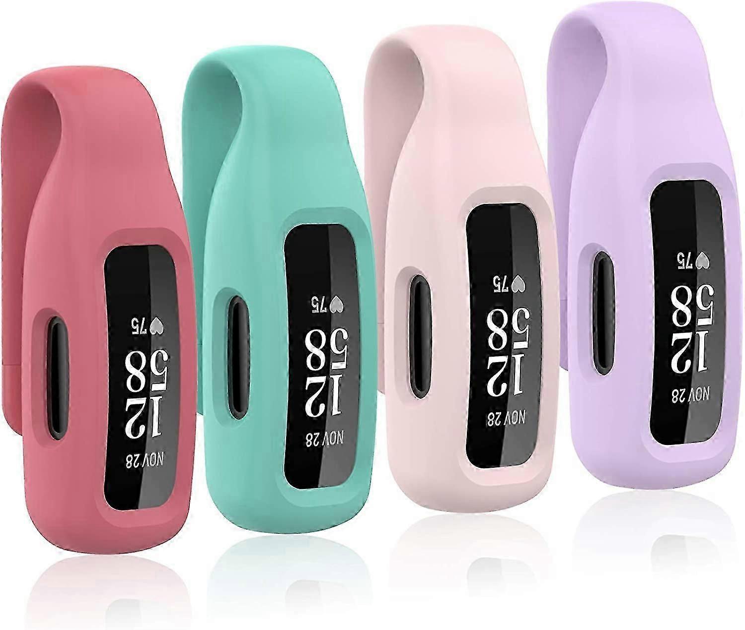 4-Pack Clip Case Compatible with Fitbit Inspire 2, Soft Silicone Clip Clasp Accessory Replacement for Fitbit Inspire 2