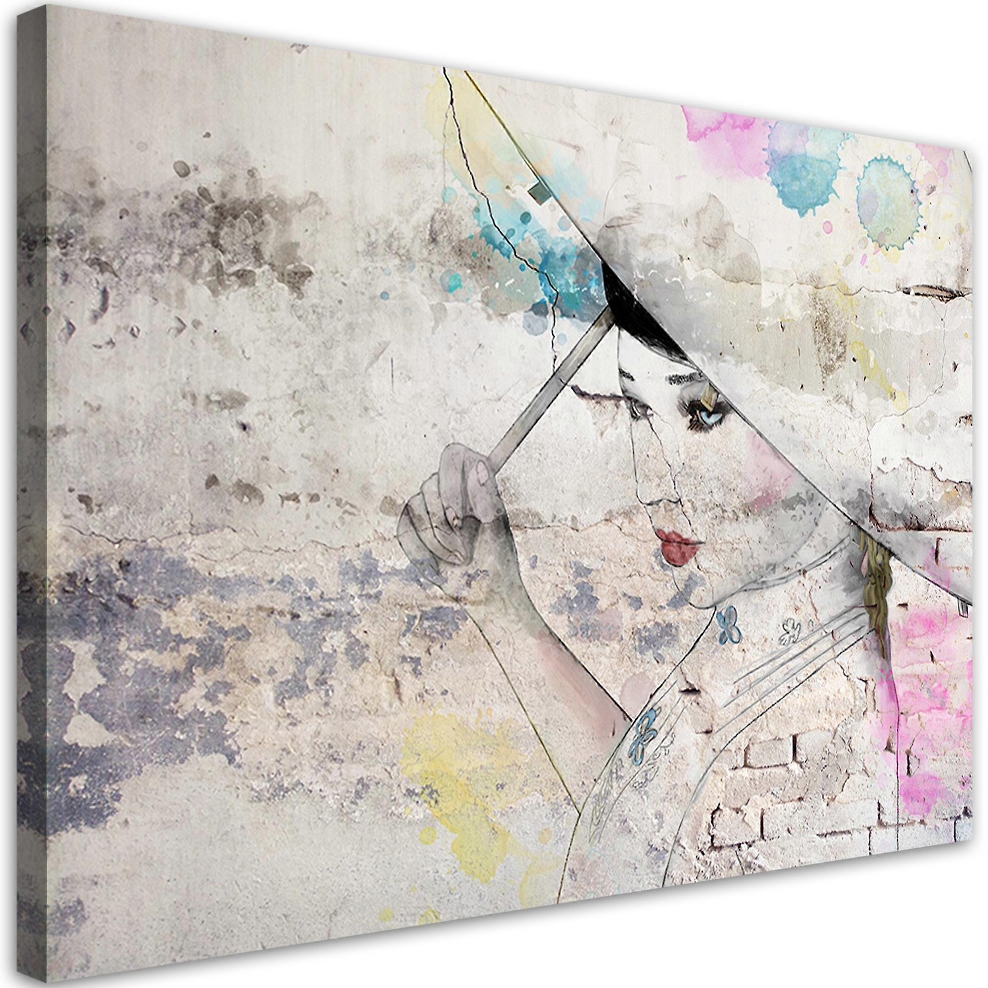 Impression sur toile, Geisha tenant un parapluie - 60x40