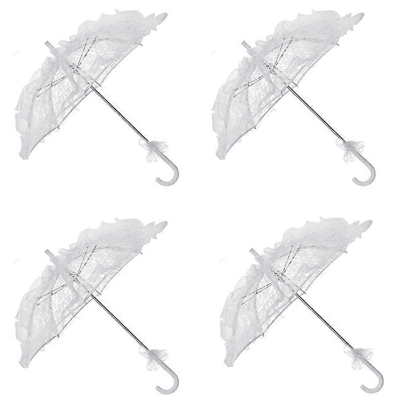 4 stuks decoratieve paraplu's van kant, wit