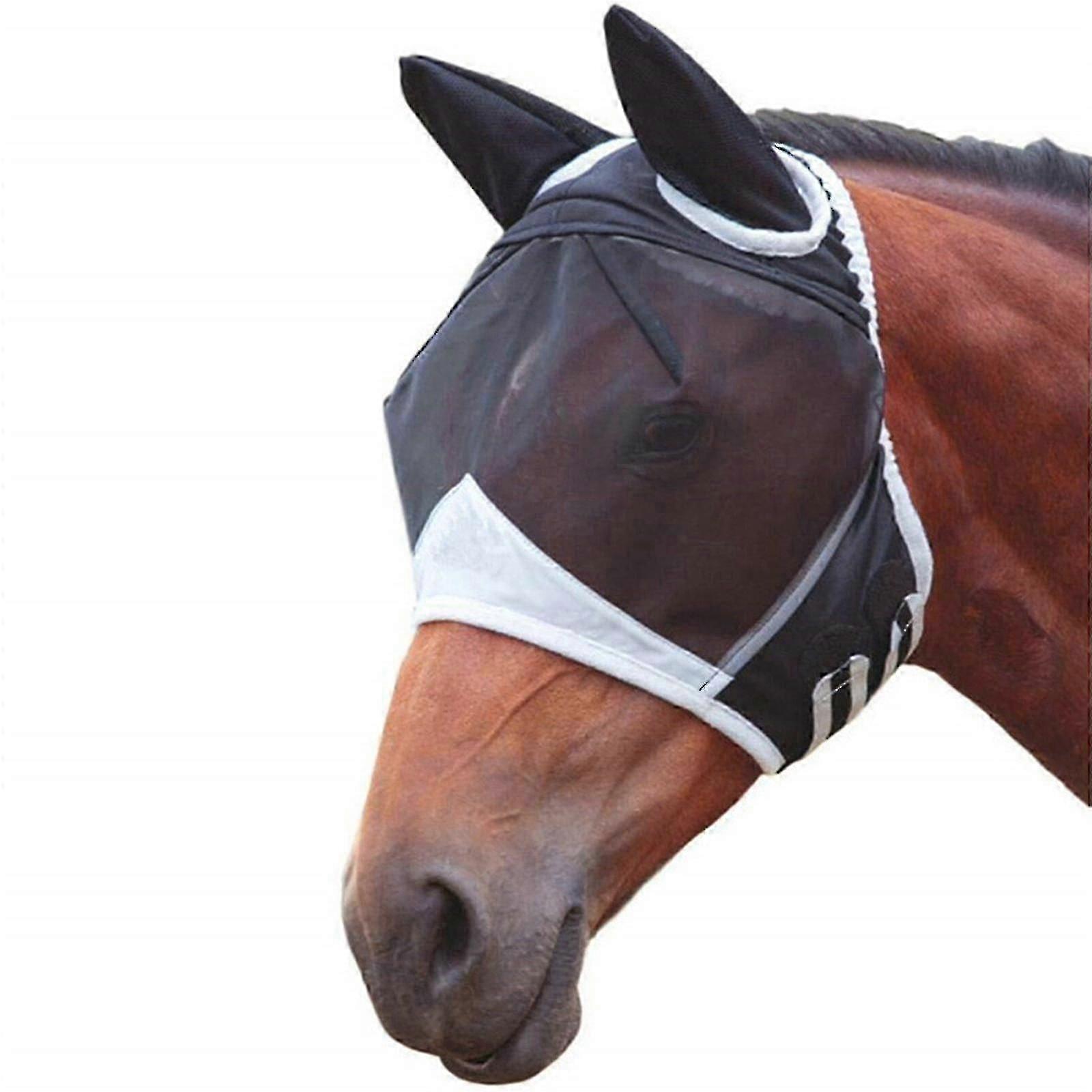 Anti-uv Horse Fly Mask With Ears, Adjustable Breathable - Mosquito Repellent For Horse Riding -Yx
