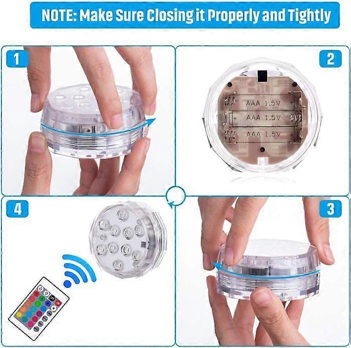 Submersible LED Light, Waterproof RGB Multicolor LED Lighting with Remote Controls, IP68 Underwater Lights