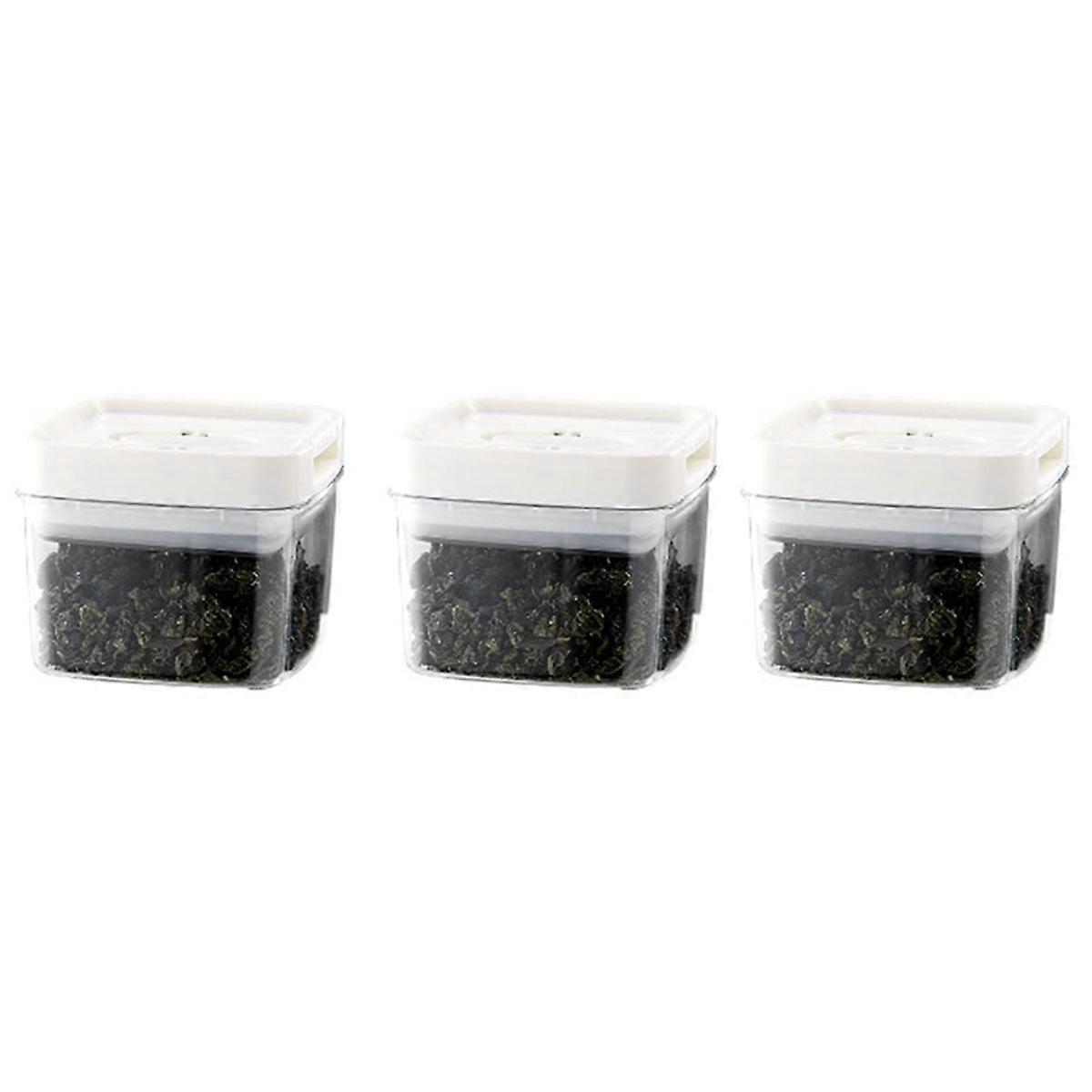 Sealed Plastic Jar with Lid Transparent Square Sealed Storage Jar S
