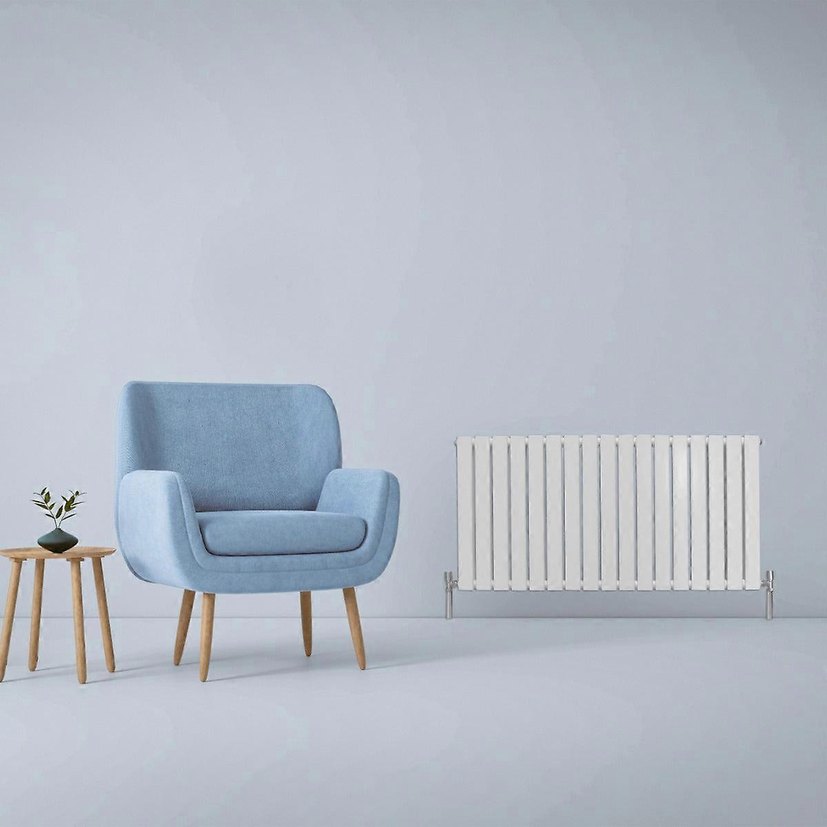 Designer Radiators 60 x 119cm Flat Panel Modern Central Heating Gloss White Horizontal Column Double