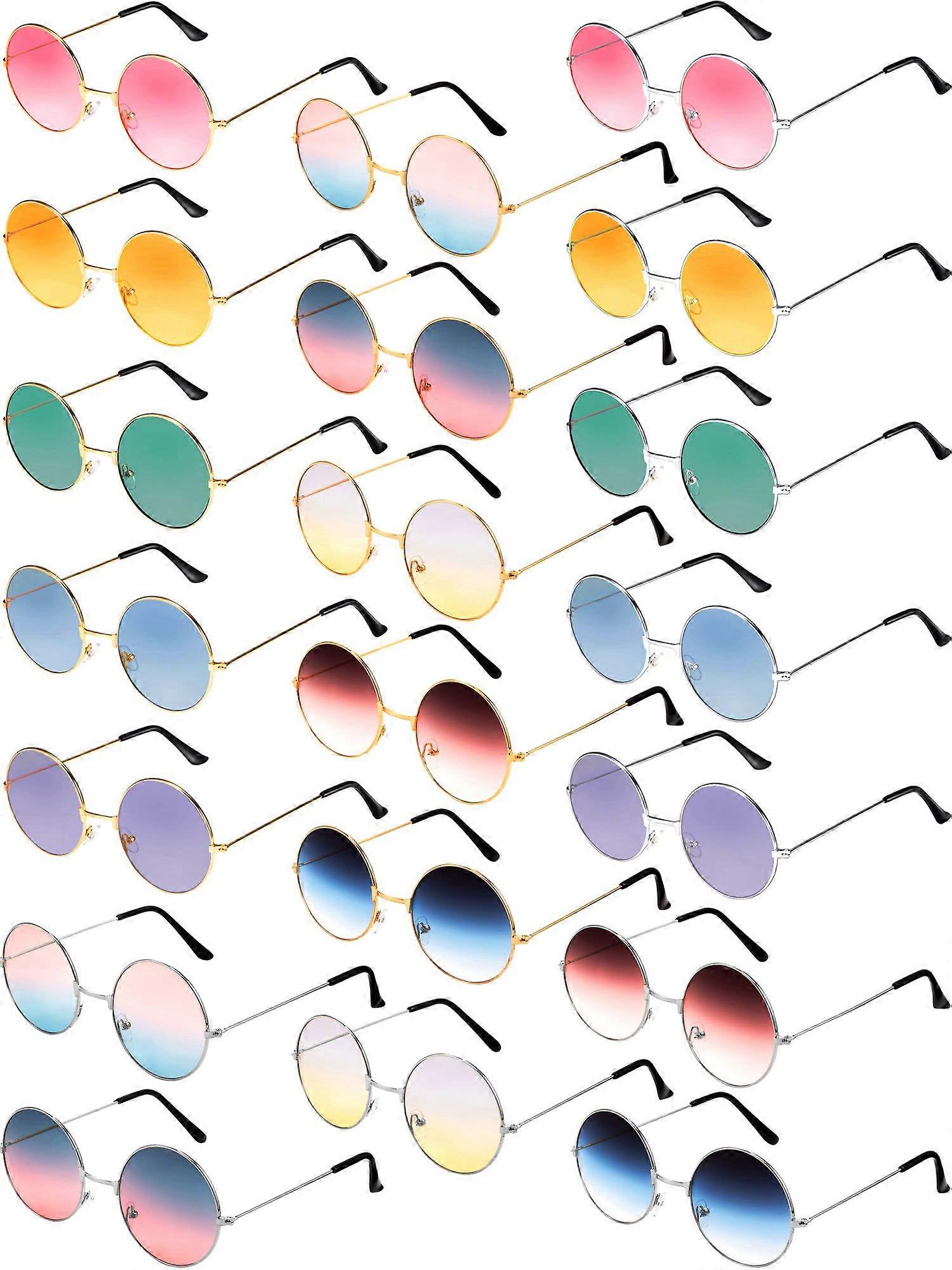 Round Hippie Sunglasses 20 Pairs Bulk John Lennon Style Circle Frame Colored Lenses 60s