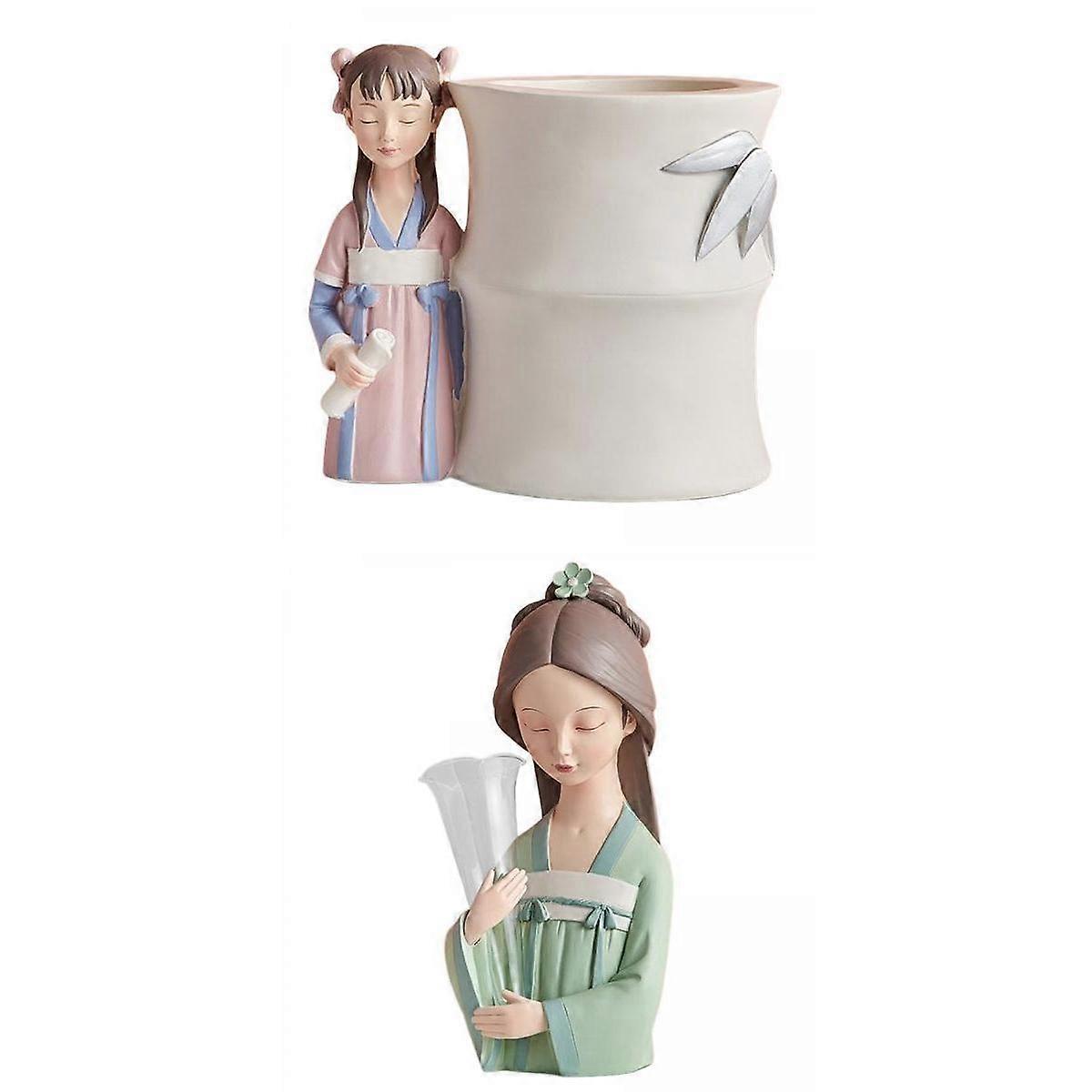 2Pcs elegant pen holder storage Container Figurine
