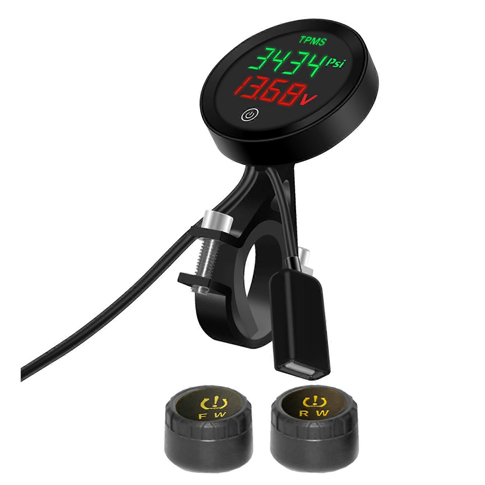 Motorcycle Tire Pressure Monitoring System Wireless Sensor Waterproof Tyre Pressure Sensor Type Alarm & Battery Alarm
