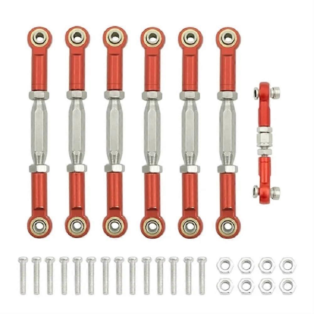 Metal Turnbuckle Camber Link Rod Linkage Set Compatible 4X4 with VXL 2WD 1/10 RC Vehicles Upgrade Parts(RED)
