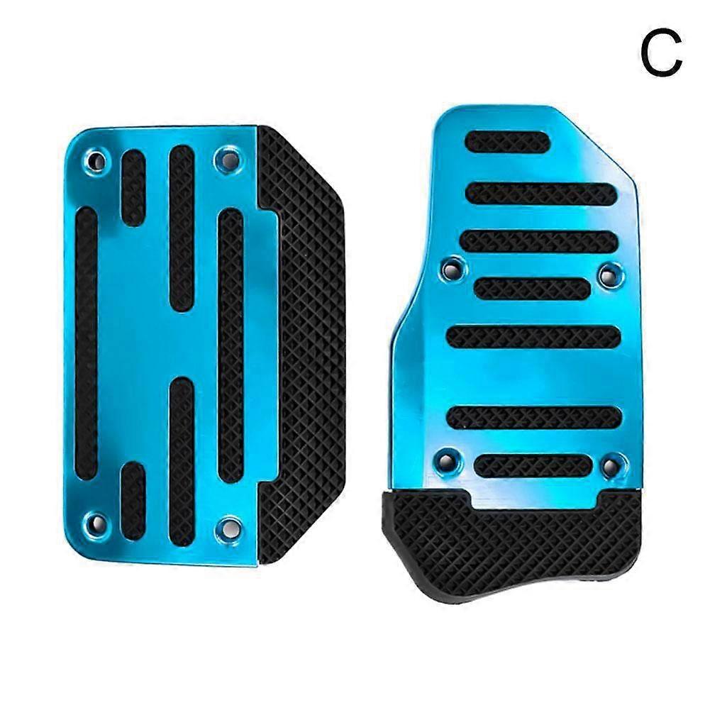 Blue 2pcs(C)$Car accelerator pedal aluminum alloy non-slip car pedal/brake pedal manual automatic accelerator pedal
