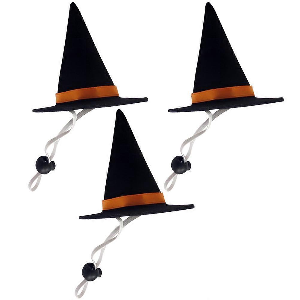 3pcs Halloween Witch Hats for Pets with Elastic Band – Black Costume Accessory for Cats and Dogs, Ideal for Parties and Photo Shoots