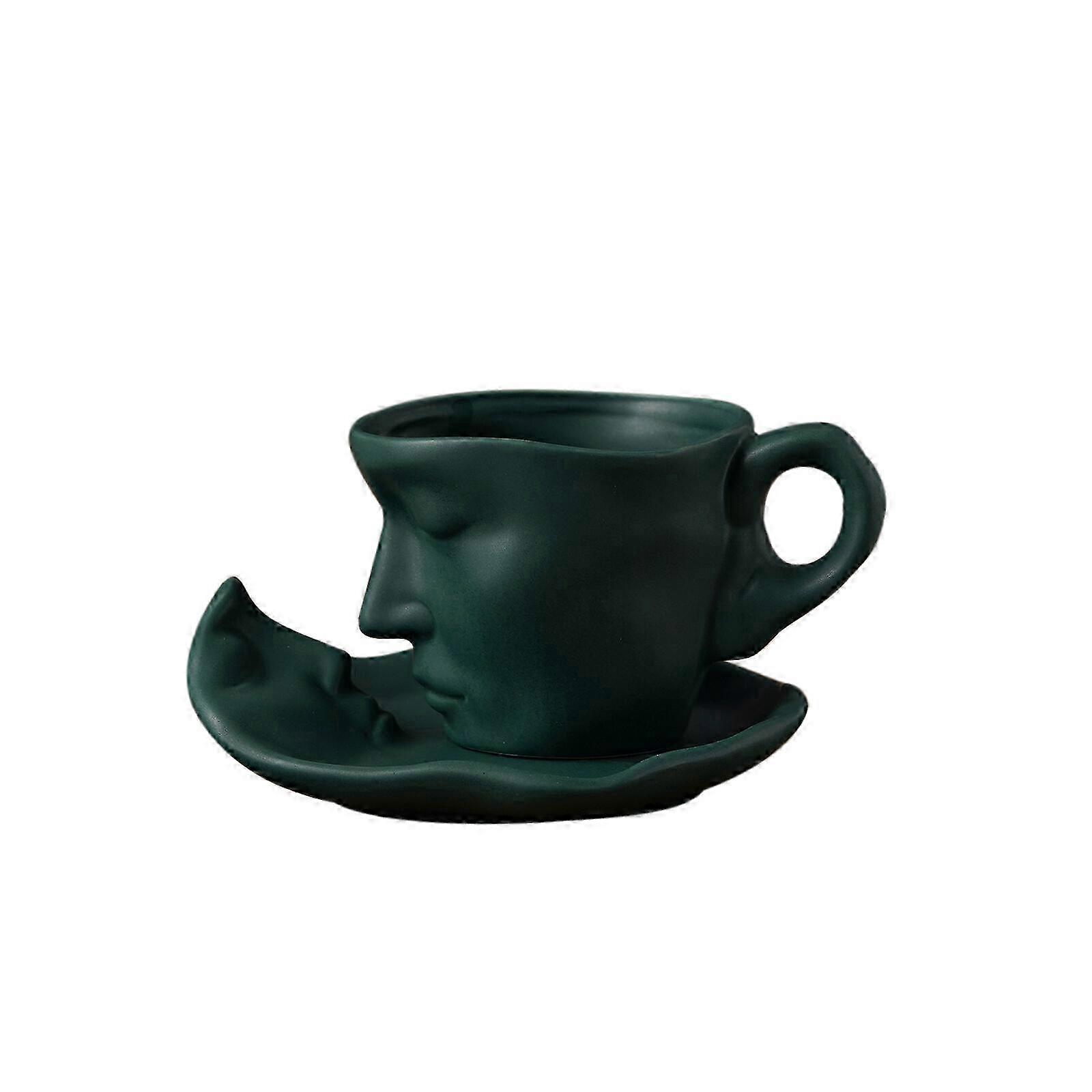 Keramiska Par Kyssar Tekopp & Fat Set - Grön