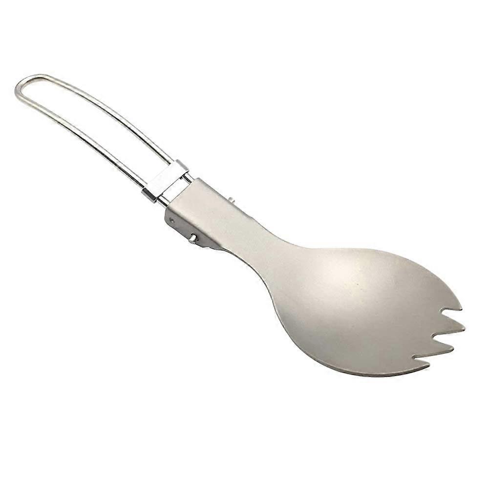 Titanium Folding Spork Ultralight Camping Utensil With Folding Handle For Backpacking, Hiking, Fishing