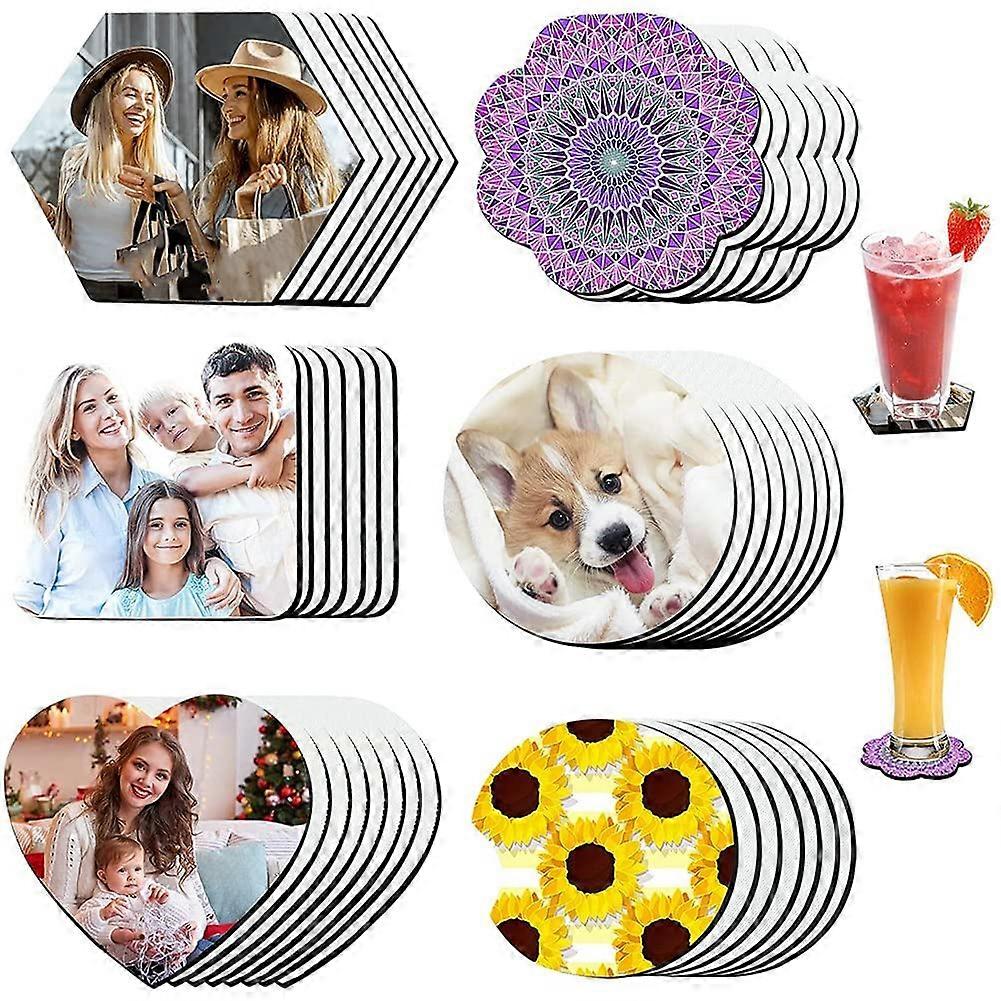 42 pieces sublimation coasters blank heat transfer mug coasters, hot press pattern mug mat, antislip coaster do it yourself