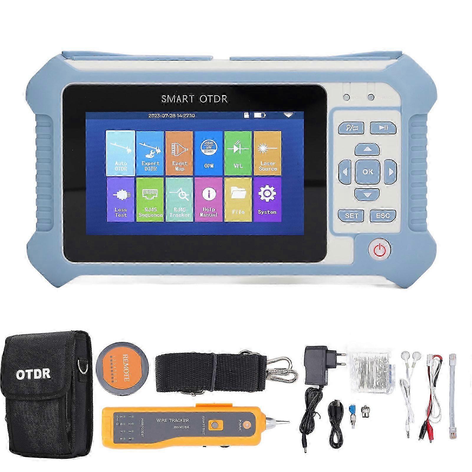 9 In 1 Optic Fiber Cable Tester Apc Otdr With Optical Power Meter Visual Fault Locator Line Finding Event Map 100240v Eu Plug