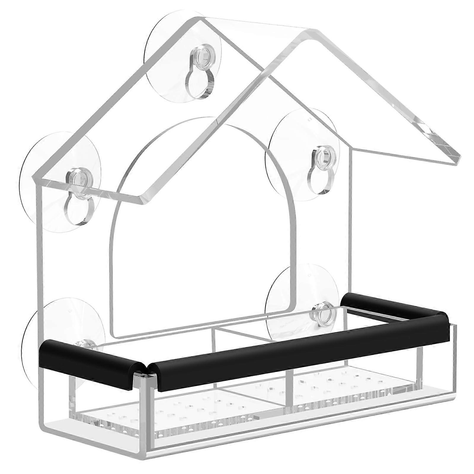 Window Bird Feeder with 5 Strong Suction Cups for Easy Viewing, Durable Acrylic Design, Ideal for All Bird Types