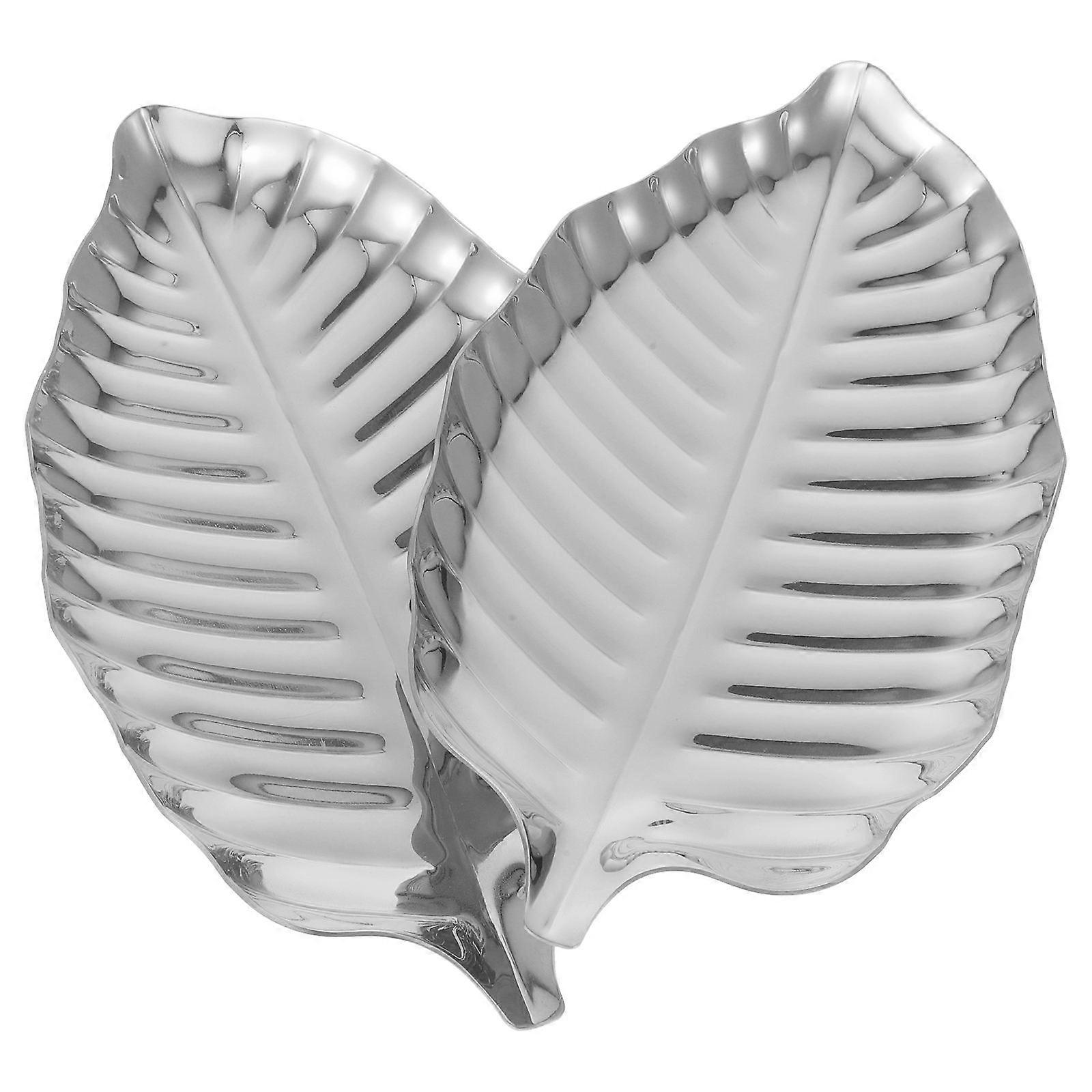 Ornamental Fruit Plate Snack Dish Leaf Shape Household Use 17.1X10CM 2Pcs
