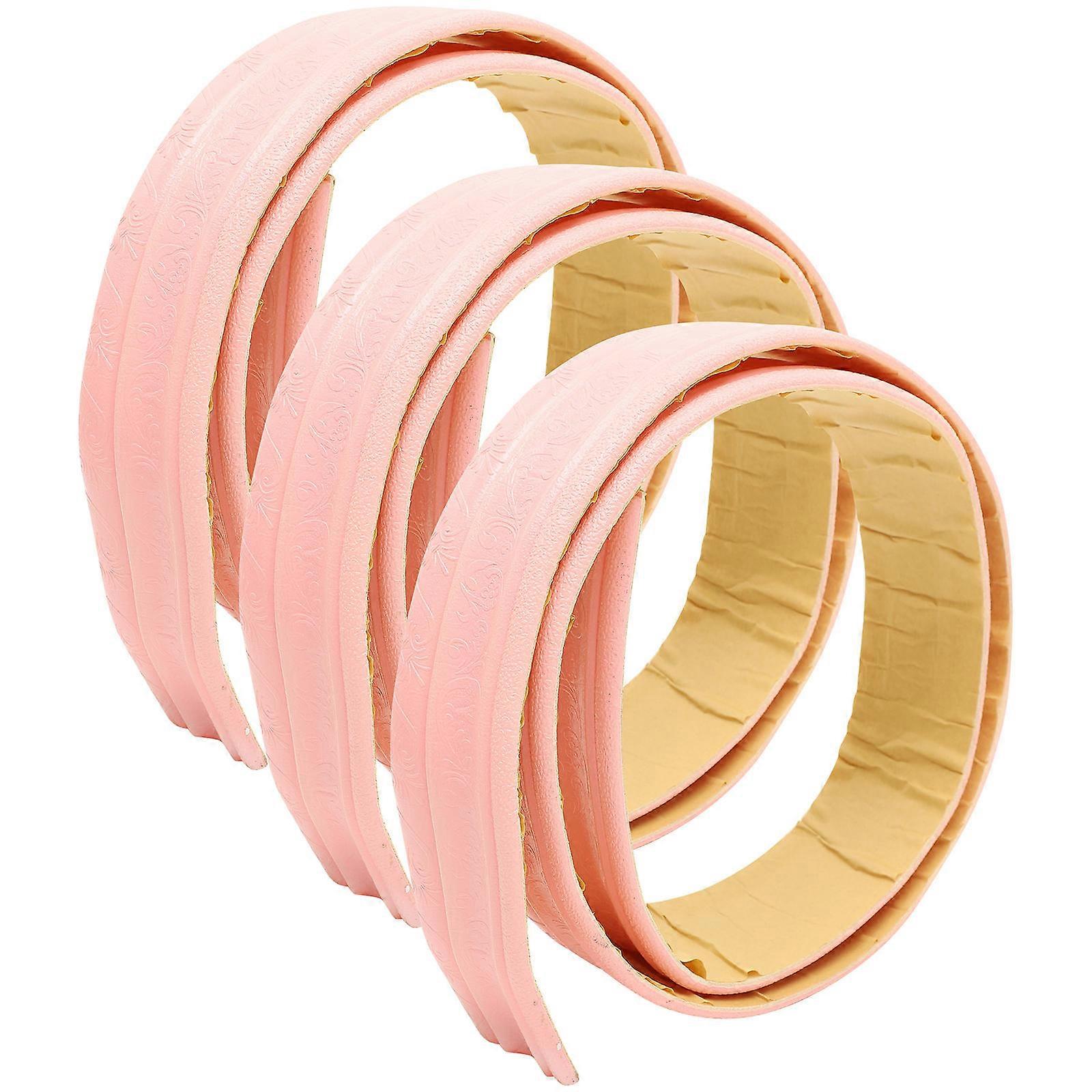 Adhesive Wall Border Waterproof Durable Removable 3D Embossed 3 Rolls Pink