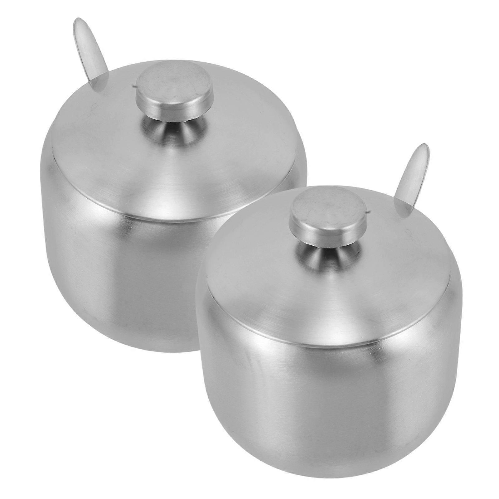 Spice Box With Lid Multi Spice Container For Dining Table Round Shape Sealed Freshness 3.9 3.7 3.7in 2Pcs