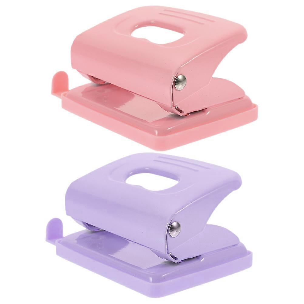 Manual Paper Hole Puncher Light Pressure Operation Nordic Design Rose Gold Coating 2Pcs