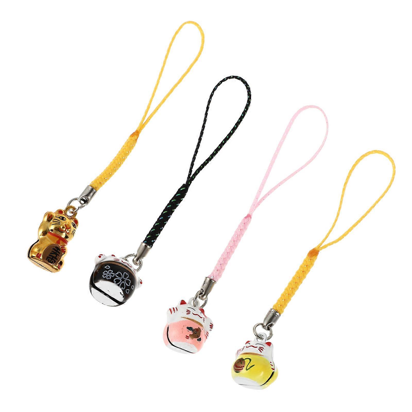 Cat Keychain Charm Cartoon Style Copper Material Bag Decoration Everyday Use 4Pcs