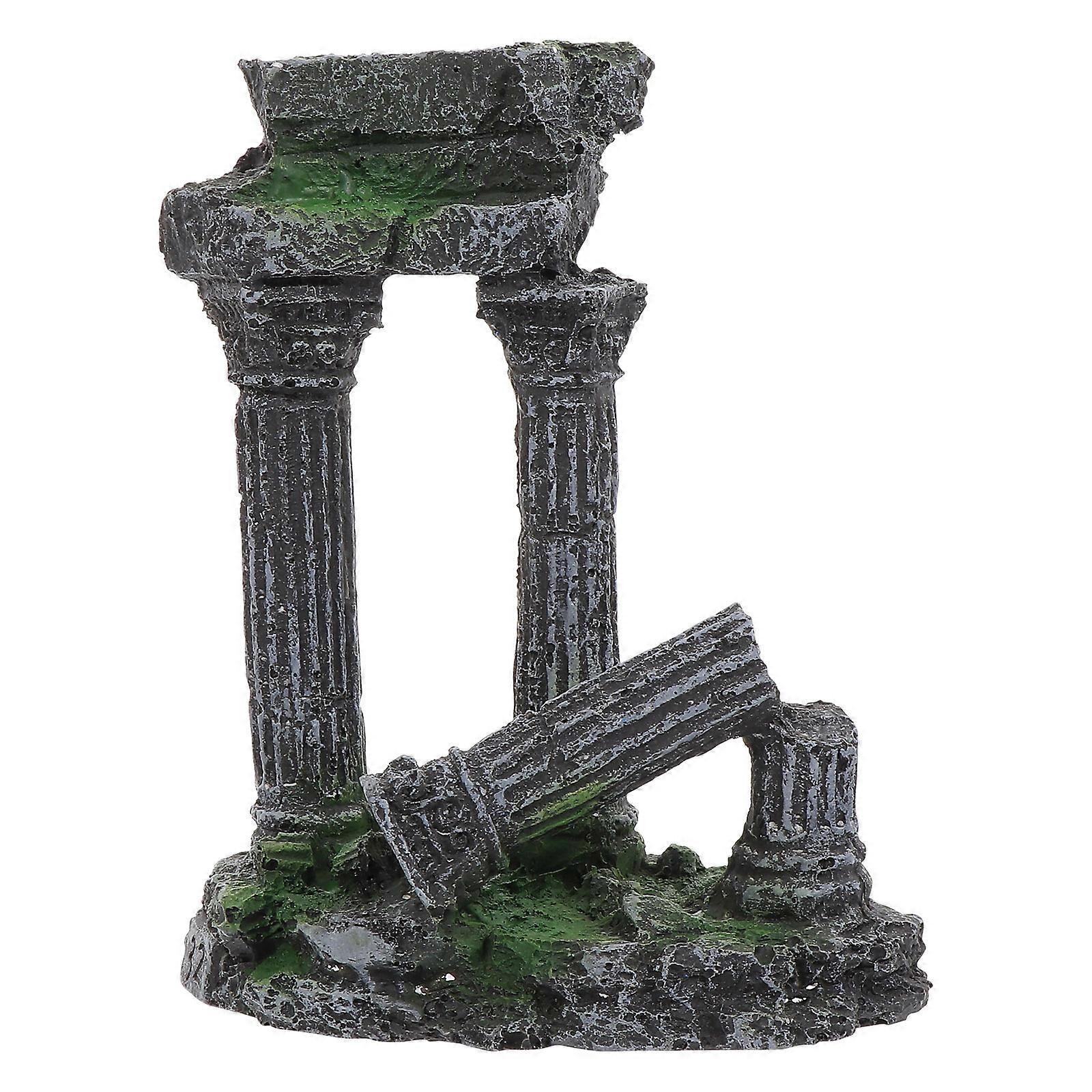 Fish Tank Simulation Roman Column Landscaping Fish Shelter Resin Aquarium Use 13.5X11X6.5CM 1Pack