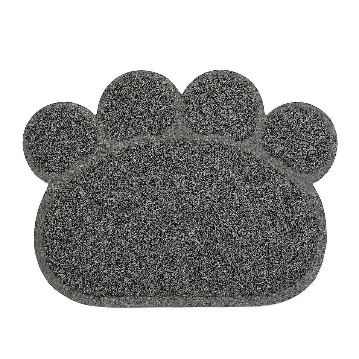Pet Paw Shape Mat Ueetek Cat Litter Mat Non Slip Grey 30x40cm Absorbs Dirt 1Pcs