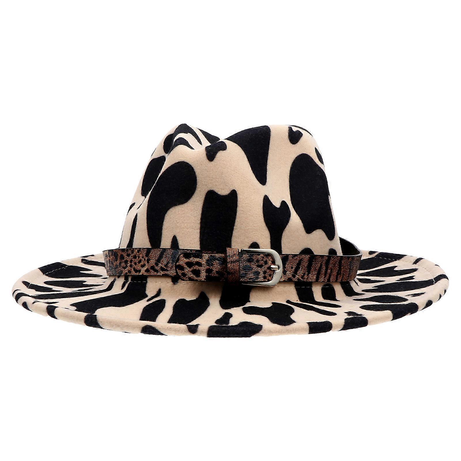 Ladies Leopard Print Hat with Buckle Belt – Stylish Party Cap for Cosplay and Stage Shows, Durable Design, One Size Fits Most