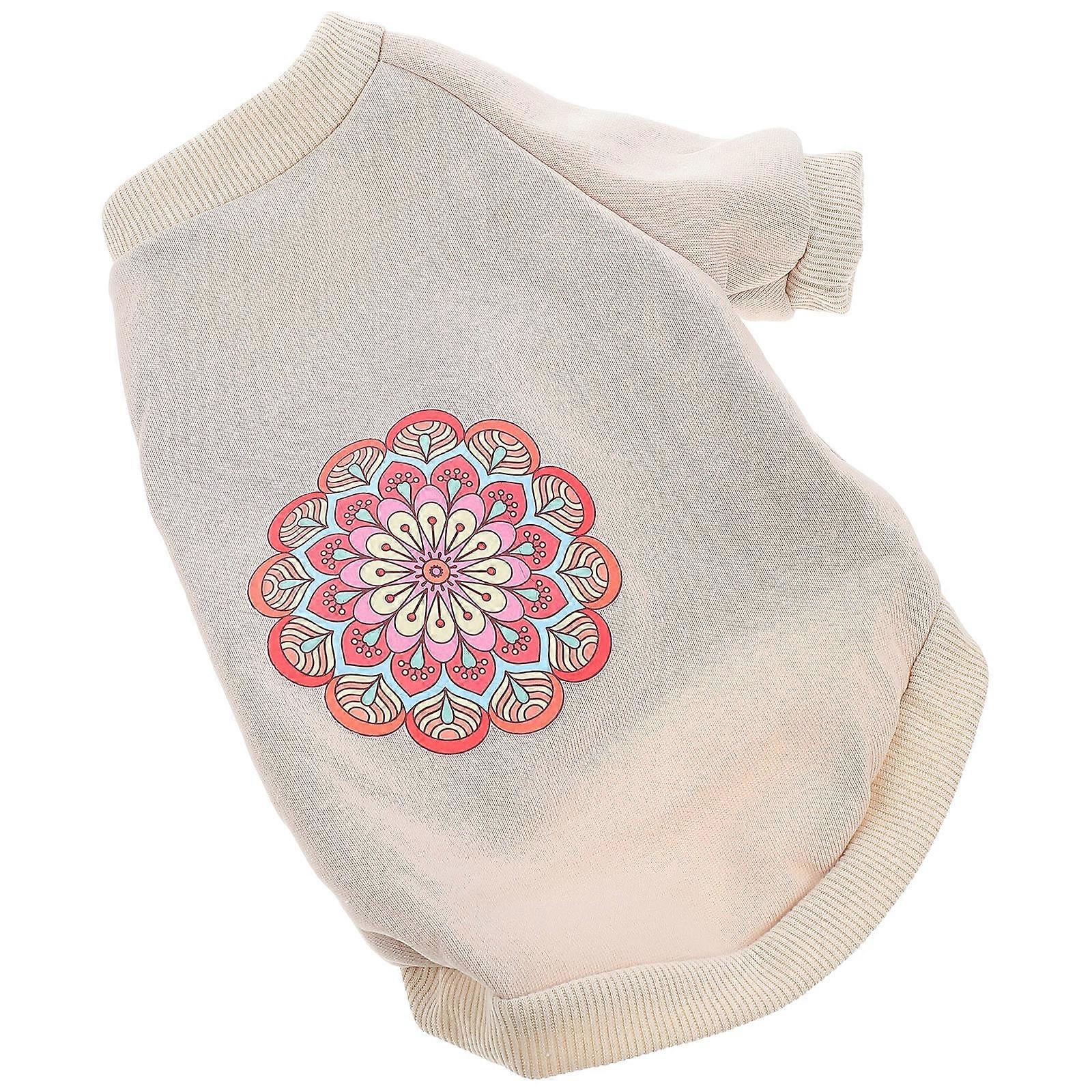 Pet Apparel Dog Warm Clothes Kaleidoscope Pattern Beige S Cotton Keeps Warm Outdoor Activity 1Set