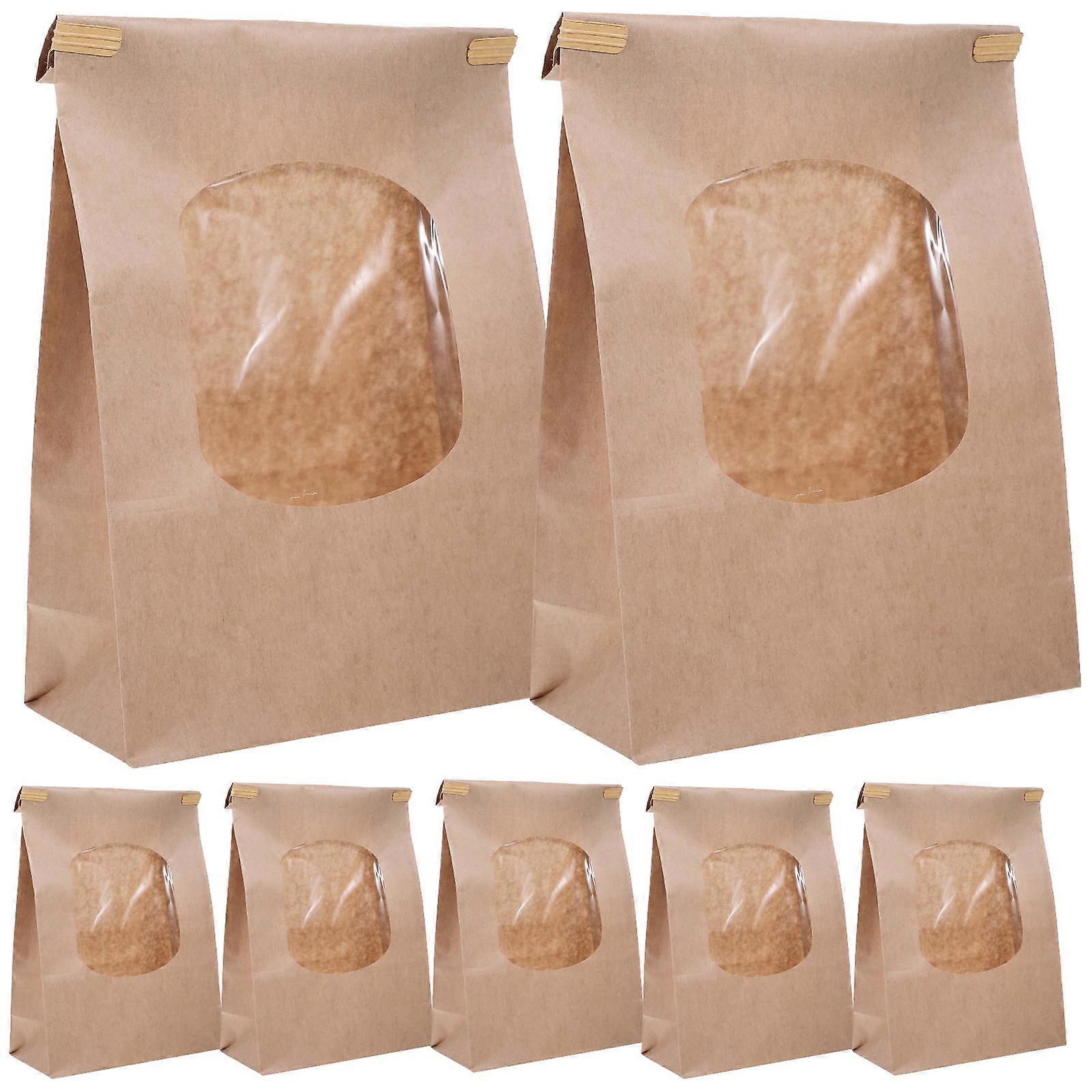 Household Baking Bags Kraft Paper Bread Bags Home Kitchen Use Light Brown 25.5X15.5X7CM 50Pcs