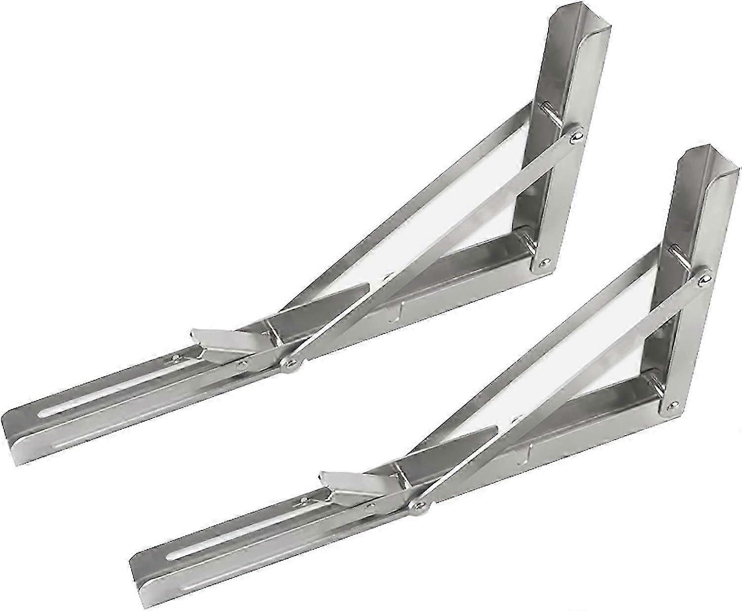 Heavy-Duty Folding Shelf Bracket - Stainless Steel Space-Saving (Silver 20cm)