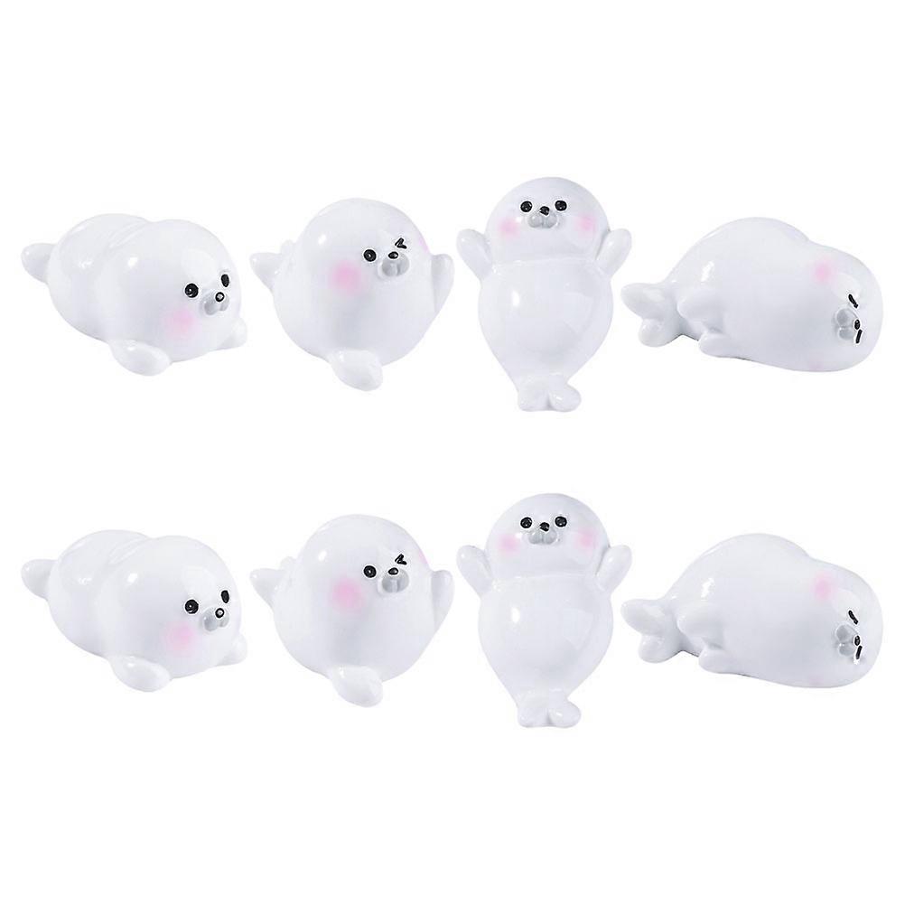 Mini Resin Animals White Small Ocean Animal Figures Indoor Use 8Pcs