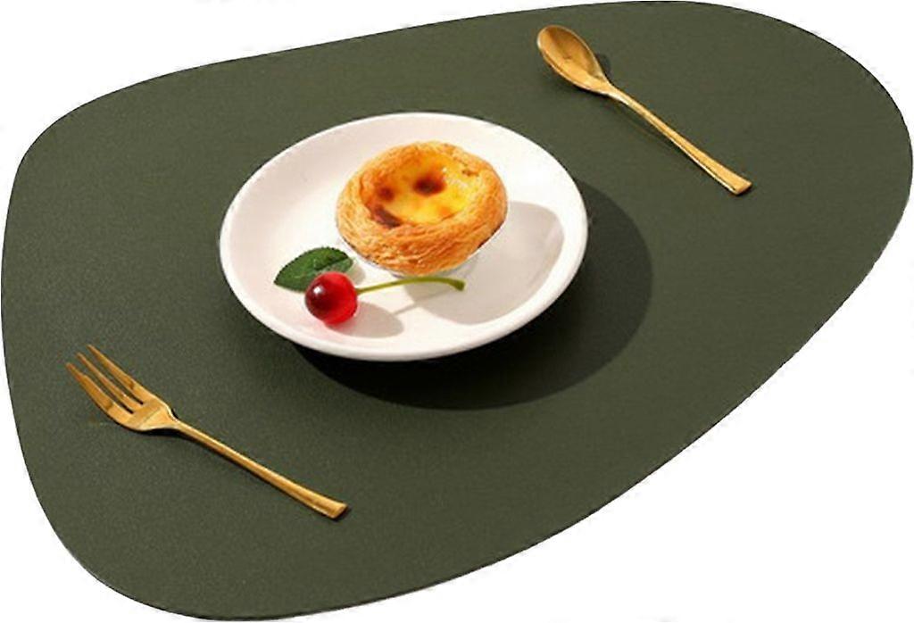 Set de table, Washable Rond Double face Antidérapant Set de table en simili cuir Set de table aspect cuir (Vert)