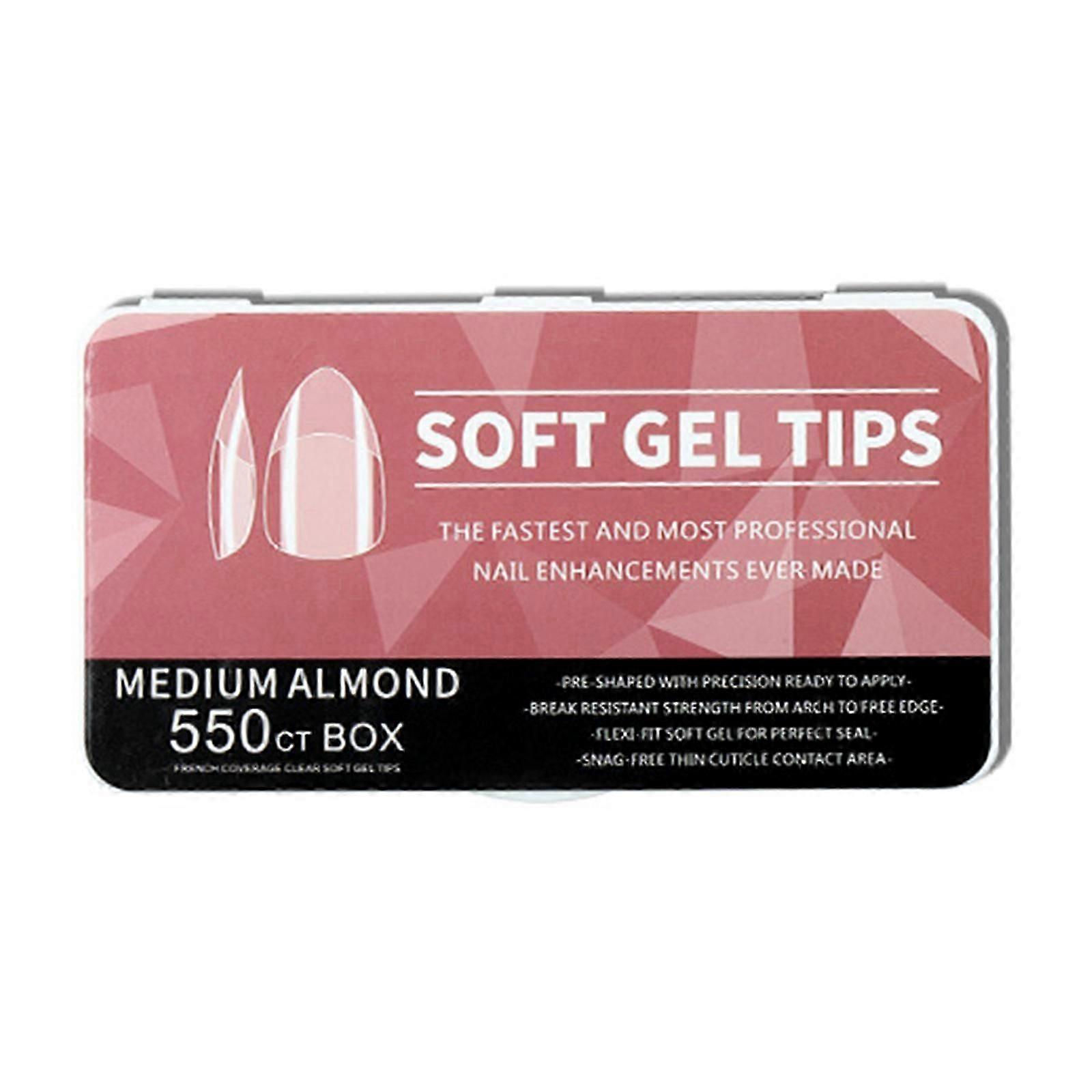 550x Soft Gels Tips Half Matte Nail Tips Extras Long Full Cover Tips Pre-shape