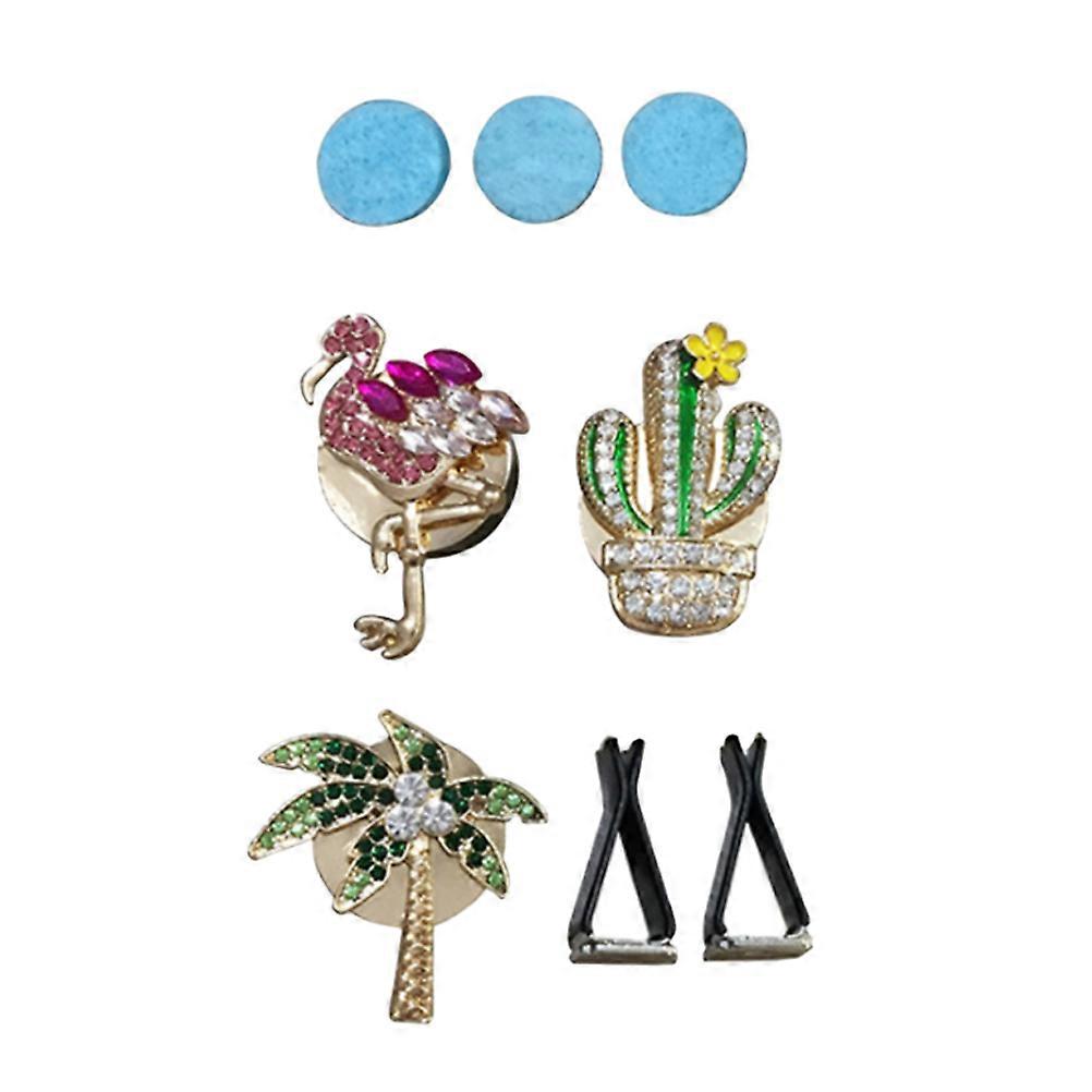 Car Air Vent Clips Flamingo Shaped Assorted Color Metal Air Freshener Car Vent Decoration 3Pcs