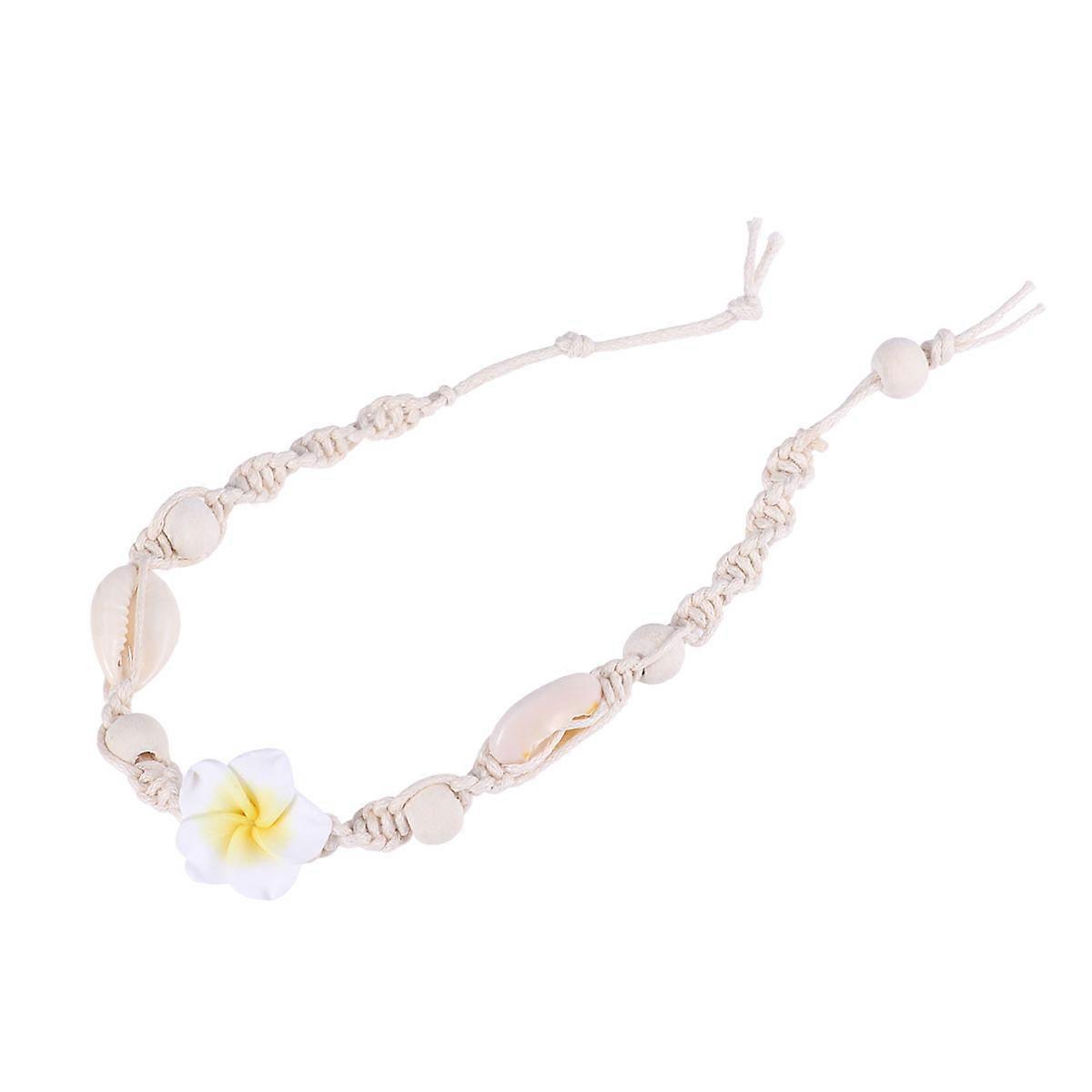 خلخال سلسلة للنساء خلخال مطرز قابل للتعديل مع زهرة صفراء صغيرة 1 عبوة