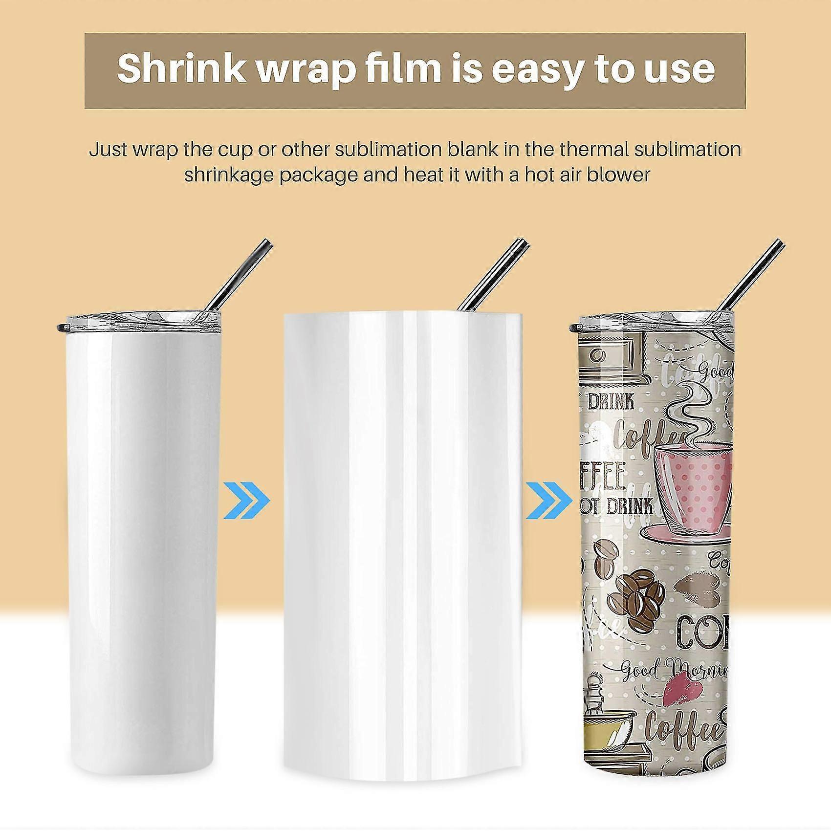 8 X 12 pouces Sublimation Shrink Wrap Sleeves, 60 Pcs Blanc Sublimation Shrink Wrap pour gobelets, tasses