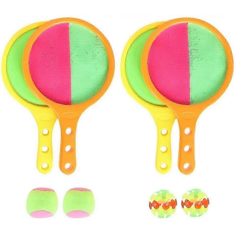2 Sets Paddle Toss and Catch Ball Set Disc Paddles and Toss Ball Sports Interactive Game for All Ages Random Color