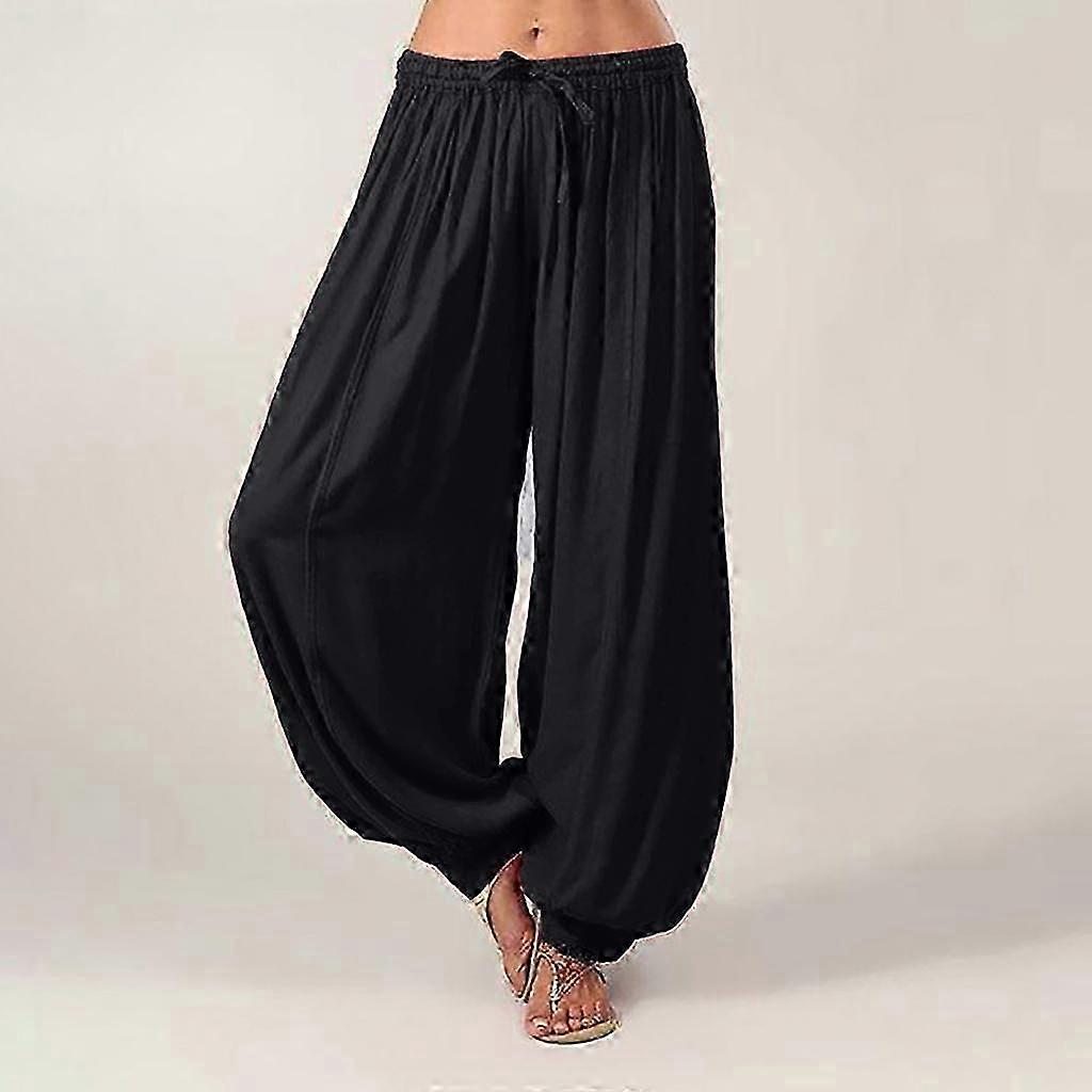 Γυναικεία παντελόνια χαρέμι ​​plus size, casual, μακρύ παντελόνι, μονόχρωμο, χαλαρό, φαρδύ παντελόνι γιόγκα, γυναικεία παντελόνια αναψυχής από βαμβάκι και λινό
