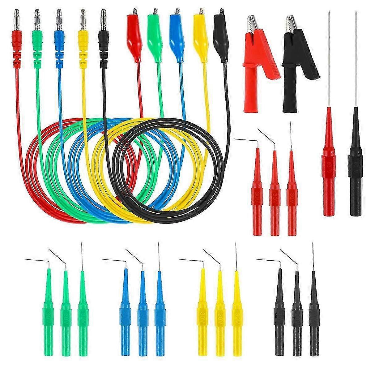24Pcs Back Probe Test Leads Kit with Banana Plug and Copper Alligator Clips for Electrical Testing