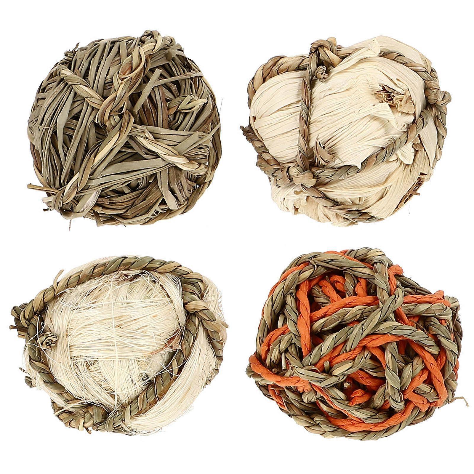 4pcs Molar Toys, Natural Woven Chew Playthings for Parrots – Lightweight, Durable, Cage Friendly for Healthy Activity & Training