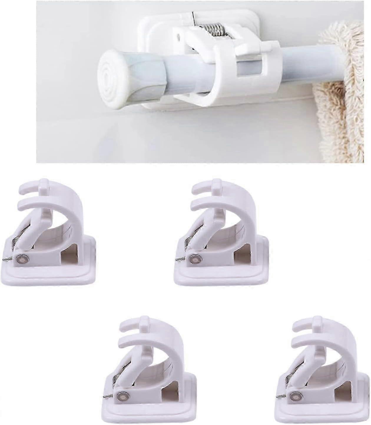 Self-adhesive curtain hooks, 4-piece no-drill curtain rod bracket, self-adhesive wall hooks, towel rod, wall bracket, no-drill fixing rod bracket